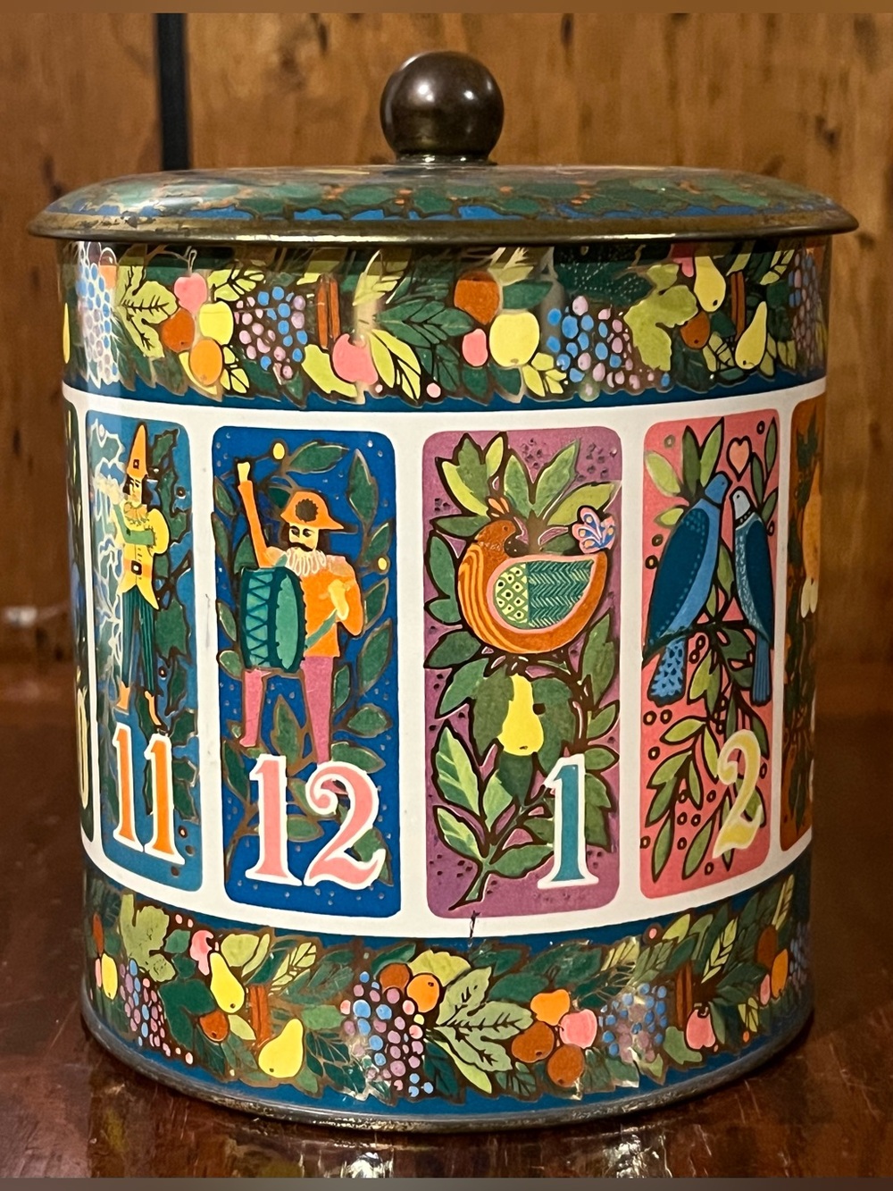 Hallmark Decorative Multicolor Vintage-Style Holiday Tin ht 6 1/2”